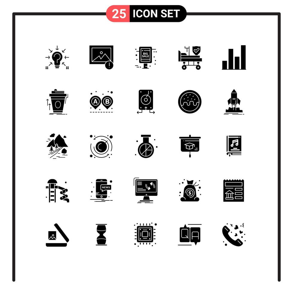 ensemble moderne de 25 glyphes et symboles solides tels que l'assurance graphique grande vente roues lit éléments de conception vectoriels modifiables vecteur