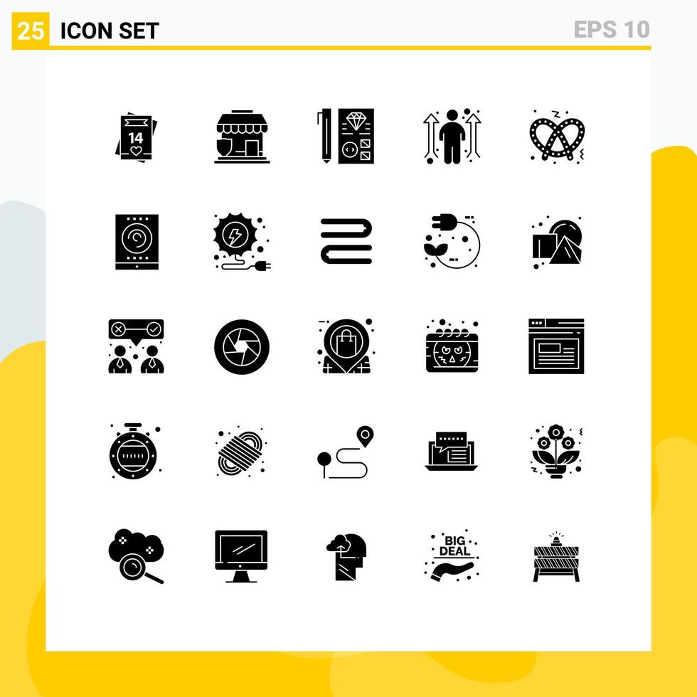 25 concept de glyphe solide pour sites Web mobiles et applications opportunité boutique de carrière planification d'opportunité commerciale éléments de conception vectoriels modifiables vecteur