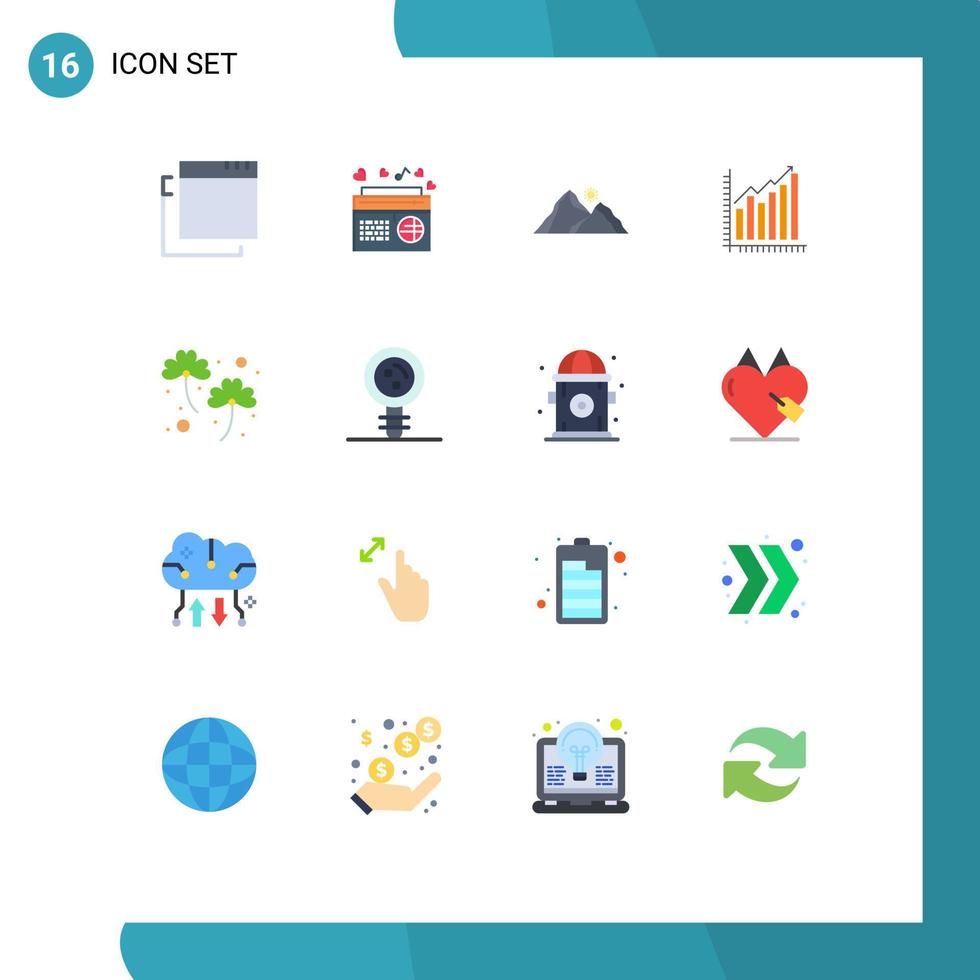 groupe de 16 signes et symboles de couleurs plates pour le diagramme de statistiques paysage graphique d'entreprise pack modifiable d'éléments de conception de vecteur créatif