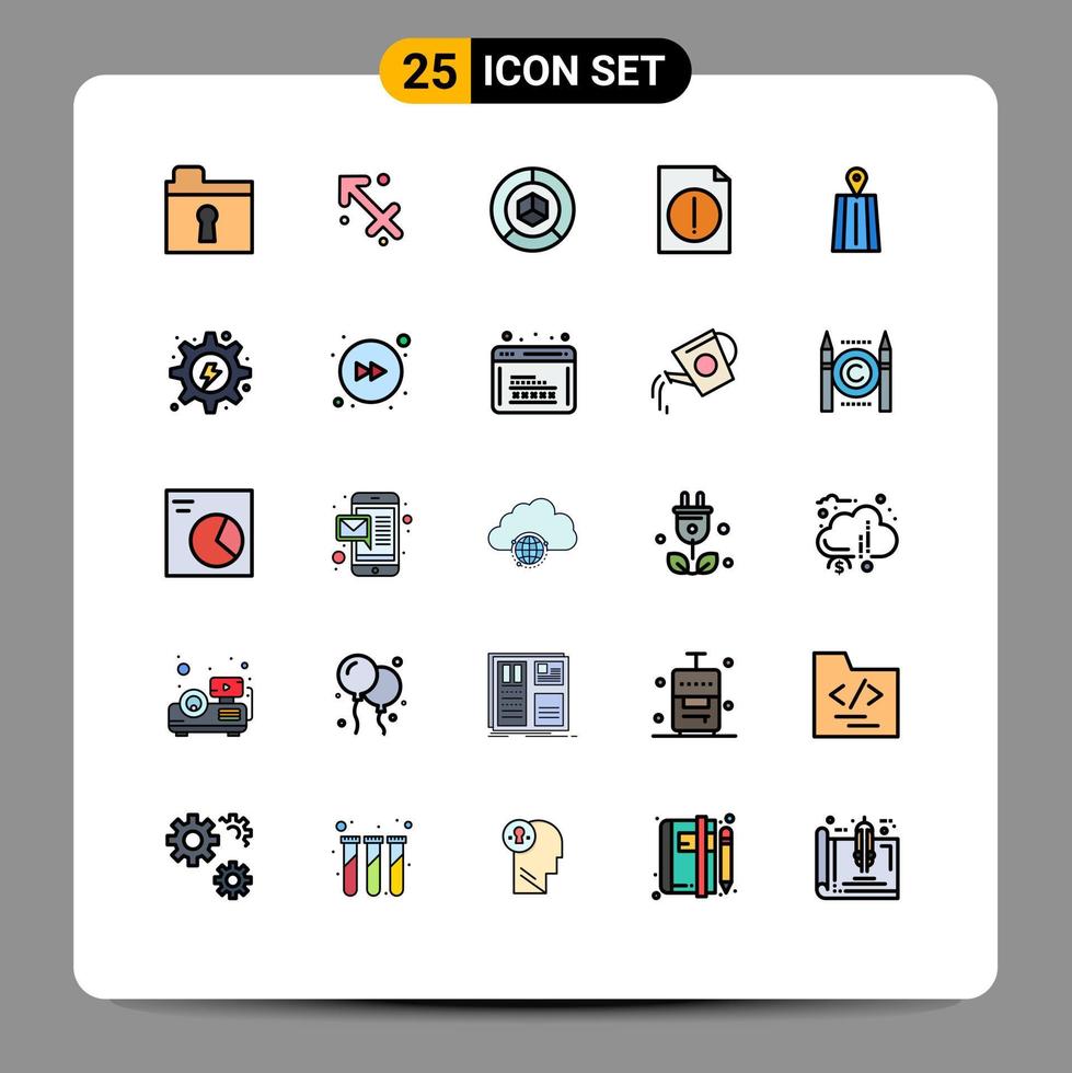 ensemble de 25 symboles d'icônes d'interface utilisateur modernes signes pour l'alerte de fichier de livraison de navigation d'itinéraire éléments de conception vectoriels modifiables vecteur