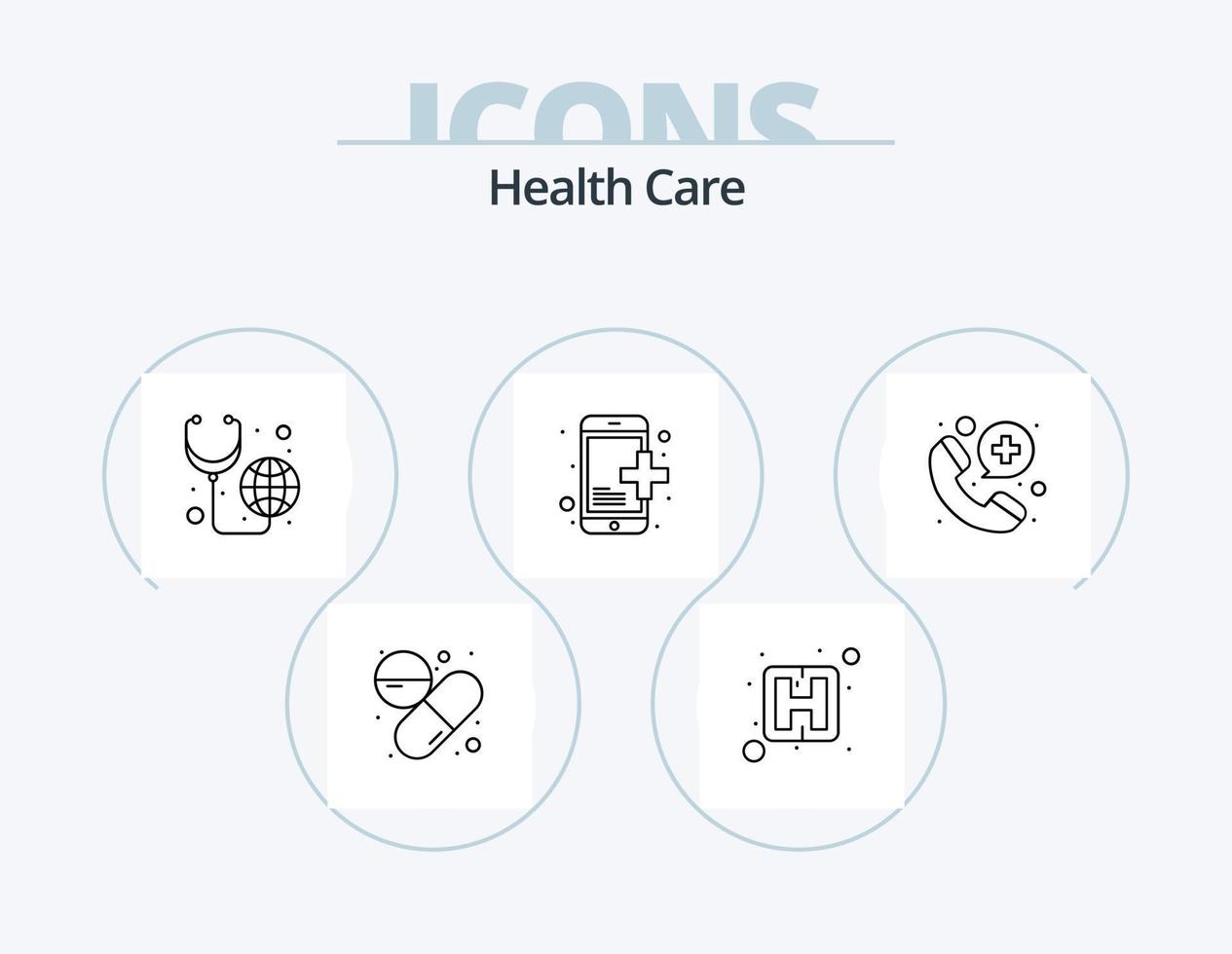 pack d'icônes de ligne de soins de santé 5 conception d'icônes. la génétique. température. hôpital. appel vecteur