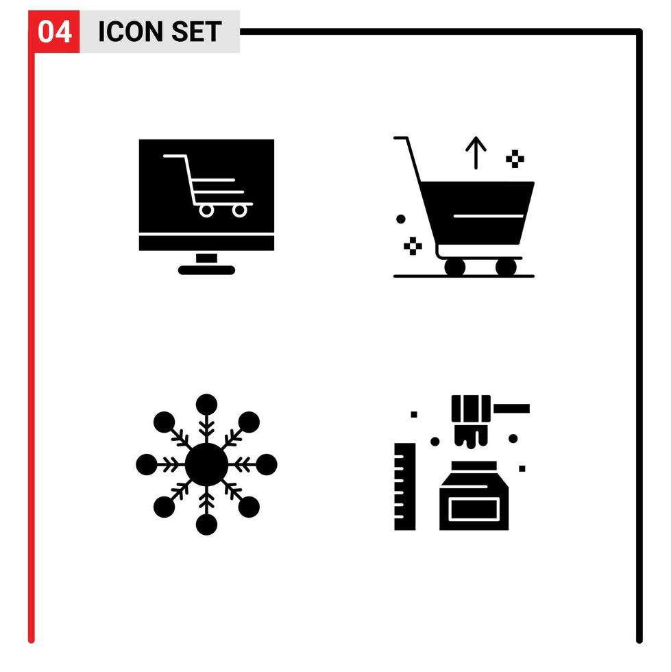 interface utilisateur pack de 4 glyphes solides de base de démarrage de la neige de développement e éléments de conception vectoriels modifiables sains vecteur