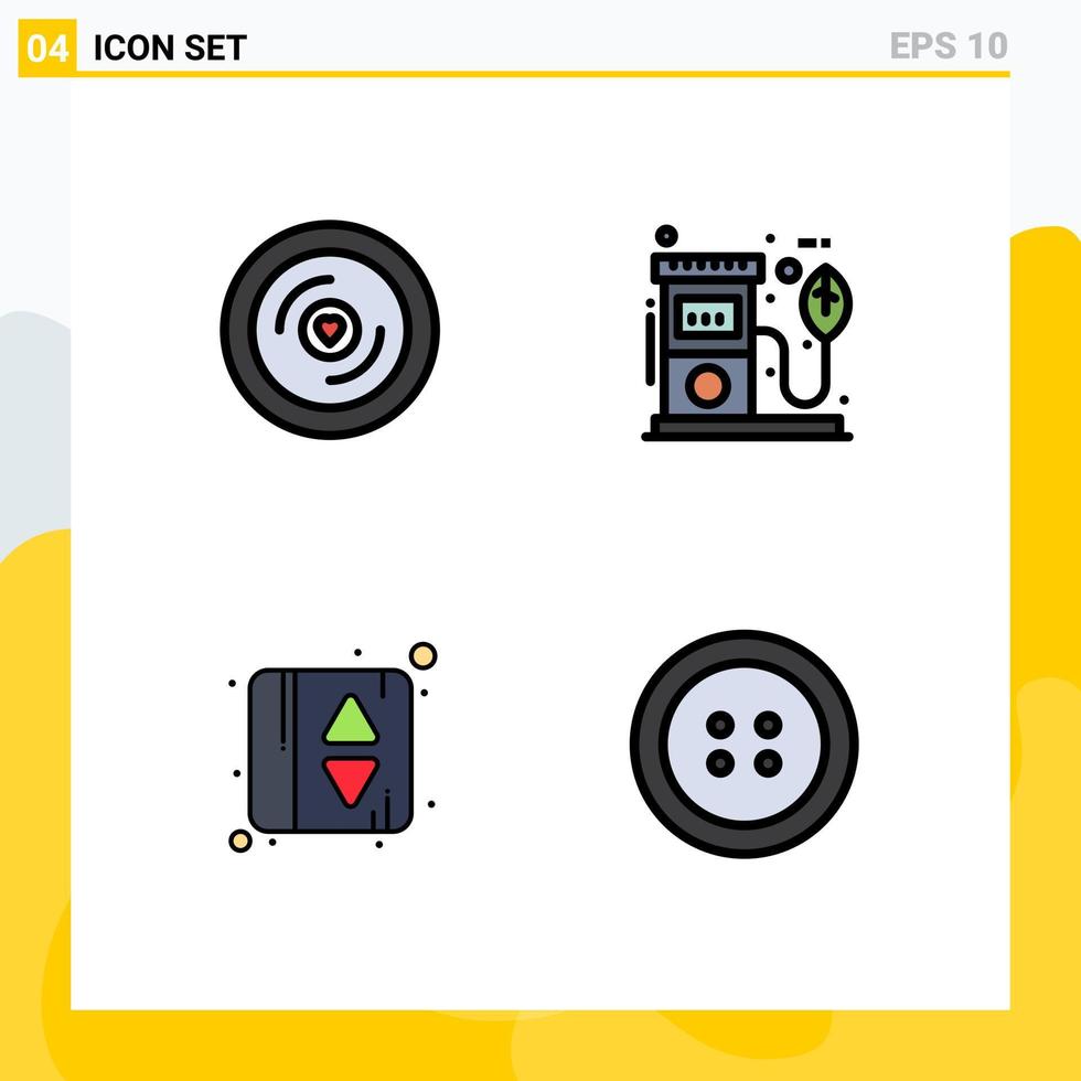 4 couleurs plates vectorielles thématiques remplies et symboles modifiables d'éléments de conception vectoriels modifiables d'indication d'ascenseur d'huile de mariage d'ascenseur de disque vecteur