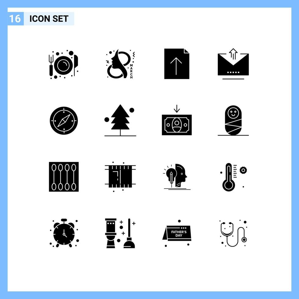 pack de 16 signes et symboles de glyphes solides modernes pour les supports d'impression Web tels que la lettre de symbole de passe de navigation télécharger des éléments de conception vectoriels modifiables vecteur