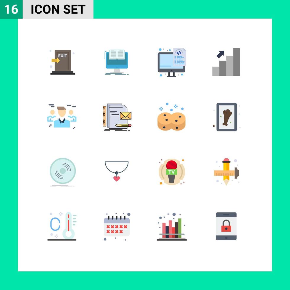 ensemble de 16 symboles d'icônes d'interface utilisateur modernes signes pour la programmation de barre de cv d'entreprise de finance pack modifiable d'éléments de conception de vecteur créatif