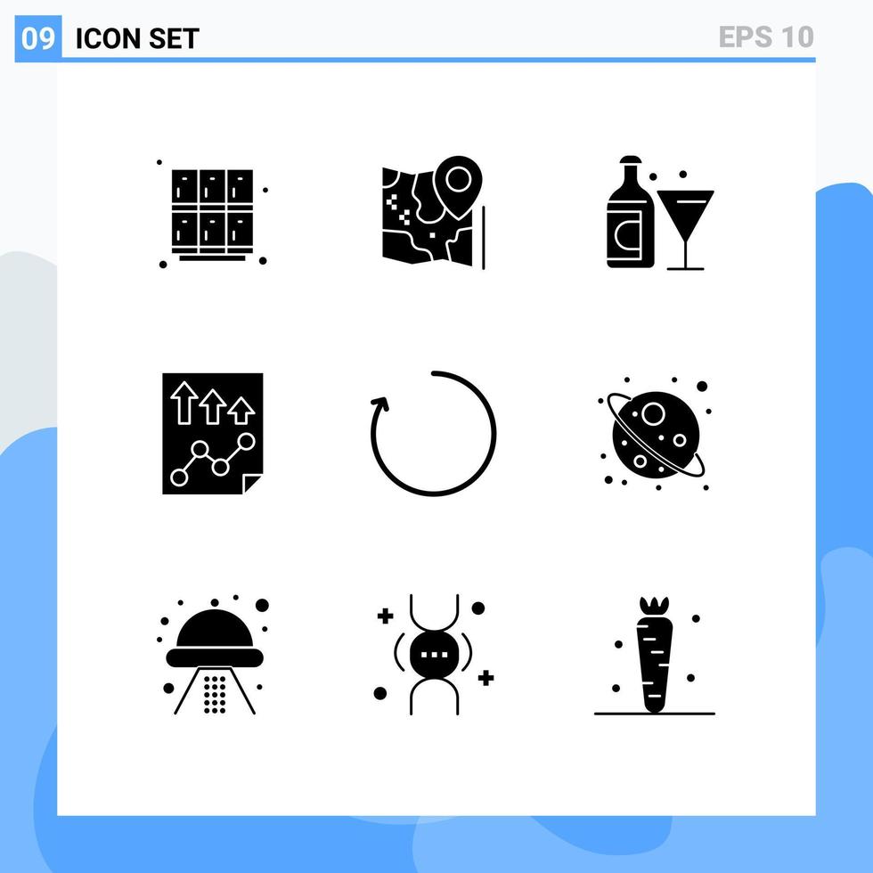 ensemble moderne de 9 glyphes et symboles solides tels que des éléments de conception vectoriels modifiables de bouteille de données google en papier vecteur