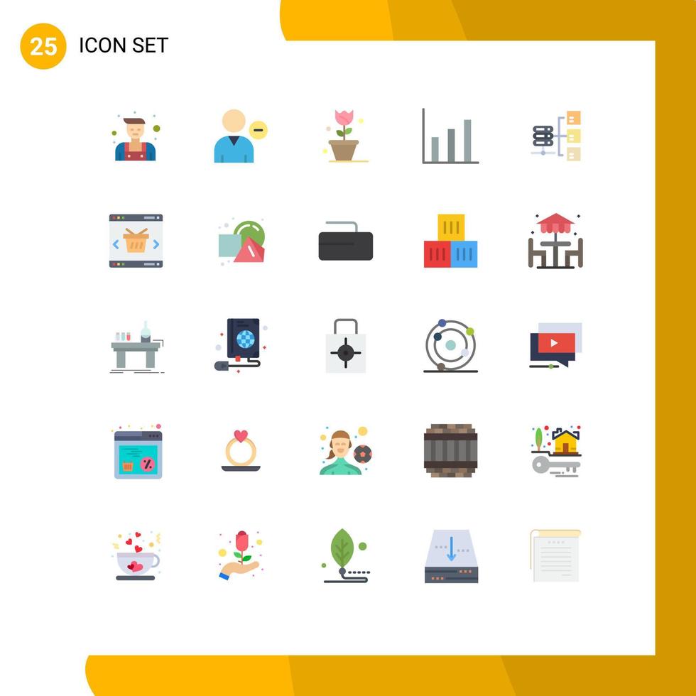 interface mobile ensemble de 25 pictogrammes de réseau de partage fleurissent finance éléments de conception vectoriels modifiables vecteur
