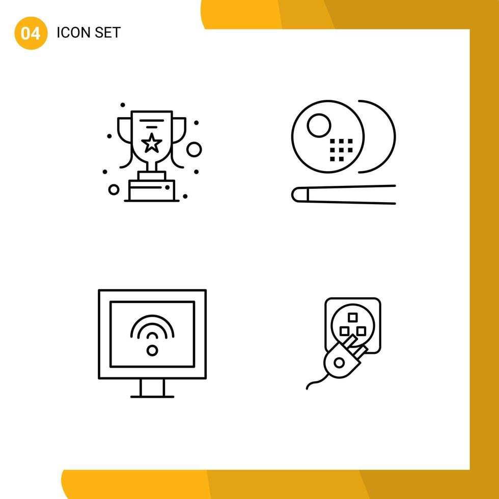 ensemble de 4 symboles d'icônes d'interface utilisateur modernes signes pour la réalisation de billard intelligent prise de sport éléments de conception vectoriels modifiables vecteur