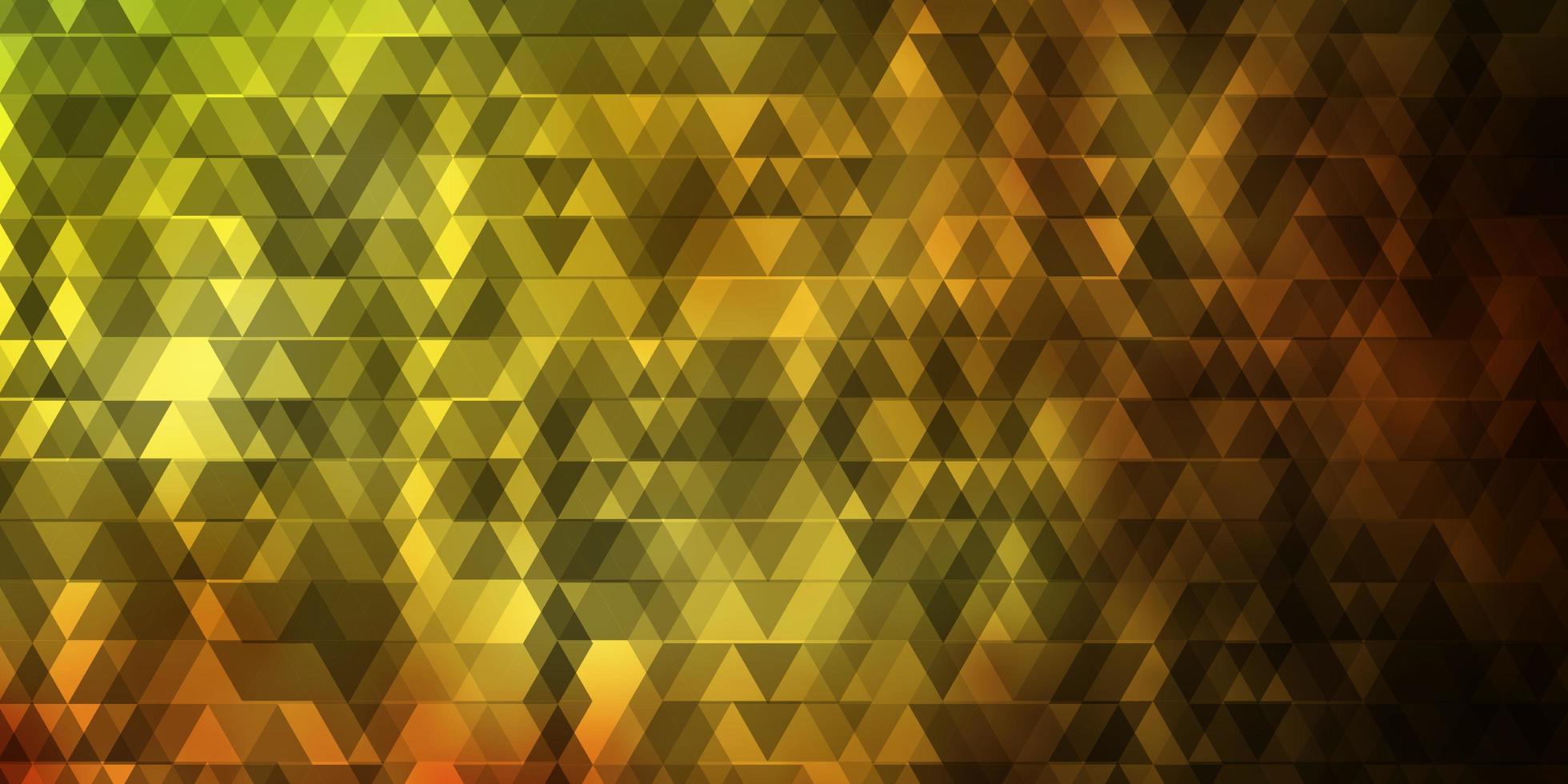 texture de vecteur vert foncé, jaune avec des lignes, des triangles.