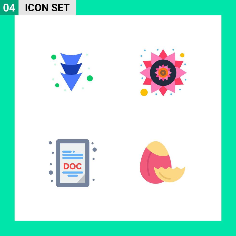 4 icônes plates vectorielles thématiques et symboles modifiables d'oeufs de flèche inde doc éléments de conception vectoriels modifiables de pâques vecteur