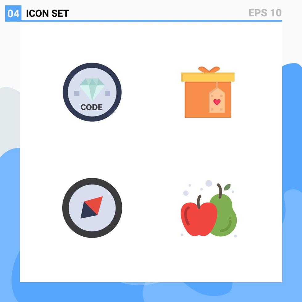 4 signes d'icône plate universelle symboles de code boussole développement symbole de boîte éléments de conception vectoriels modifiables vecteur