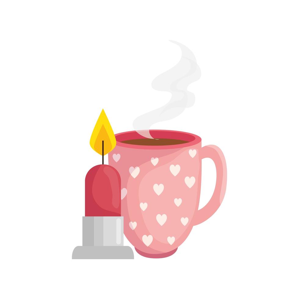 tasse de café avec icône isolé bougie vecteur