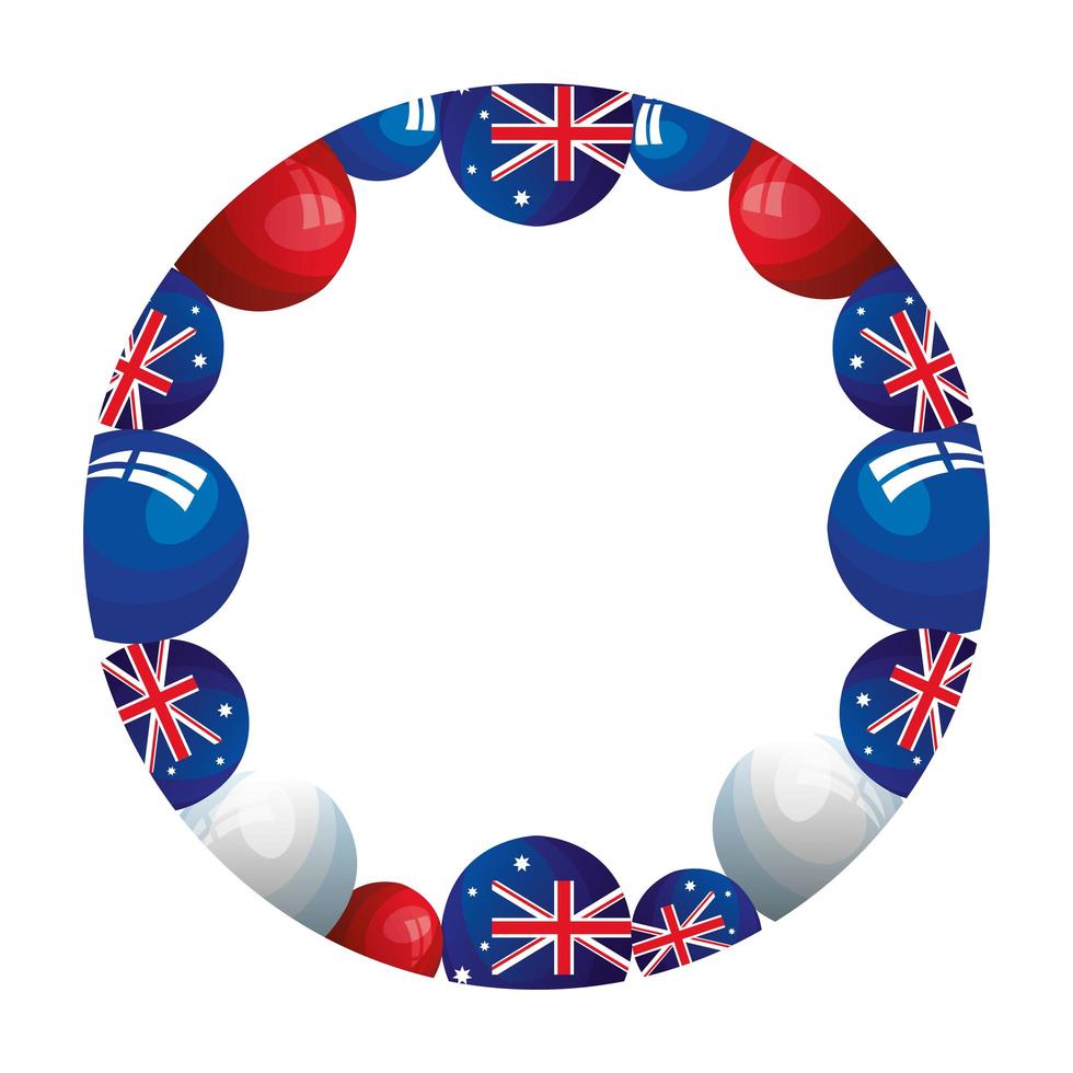 cadre circulaire avec ballons hélium avec drapeau australie vecteur