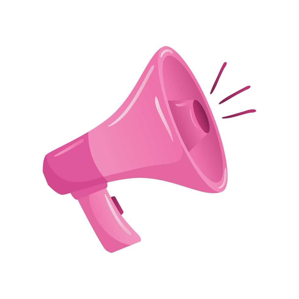 Icône féministe de mégaphone de couleur rose vecteur