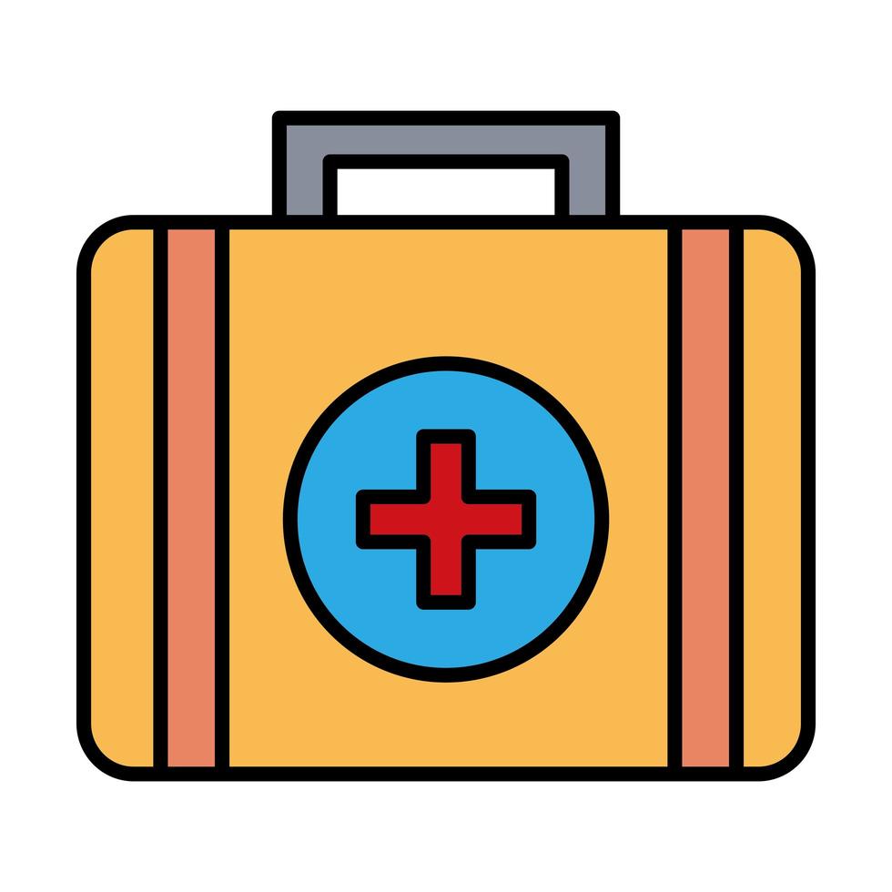 kit médical avec ligne de symbole croisé et icône de style de remplissage vecteur