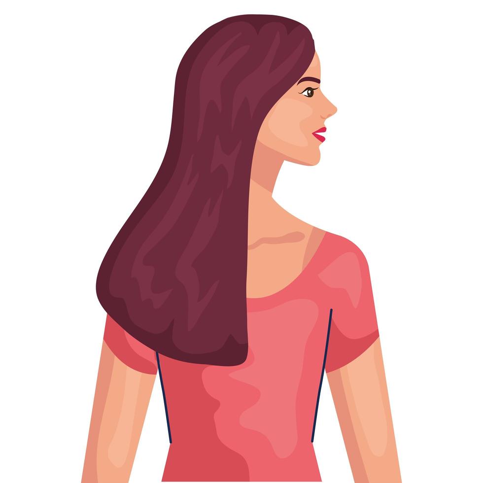 dessin animé de femme aux cheveux bruns de la conception de vecteur de côté