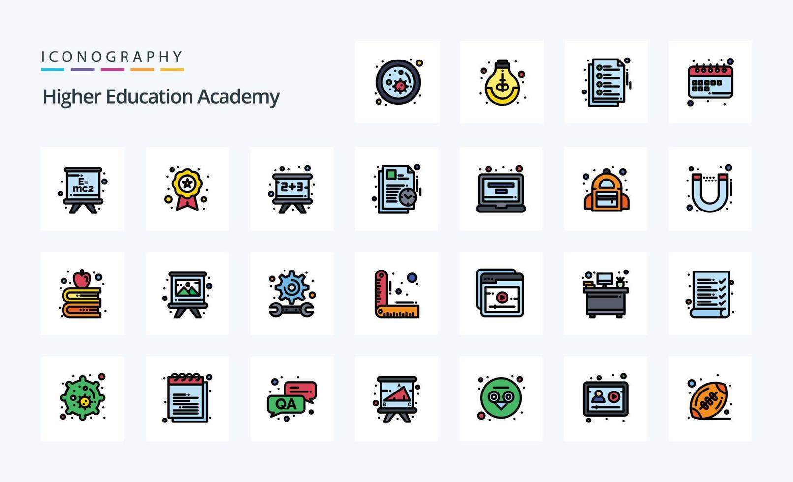 pack d'icônes de style rempli de 25 lignes d'académie vecteur