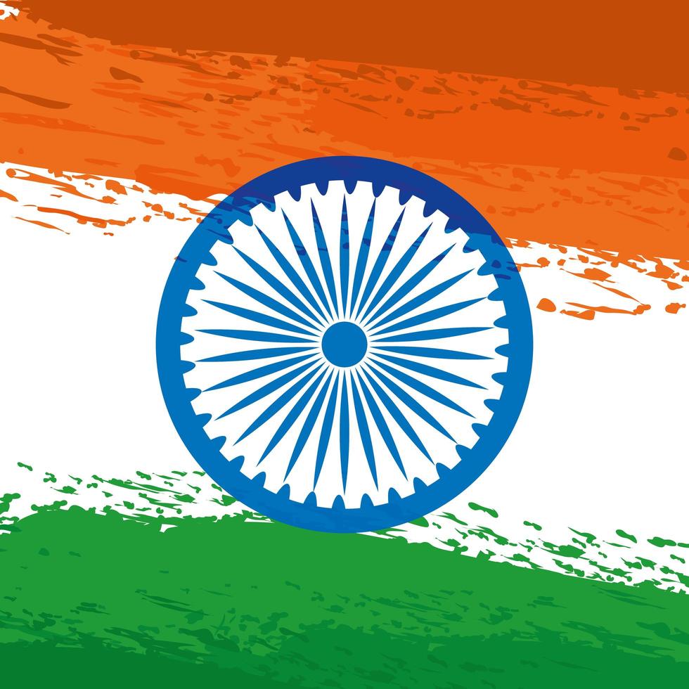 Ashoka chakra indien avec drapeau peint vecteur