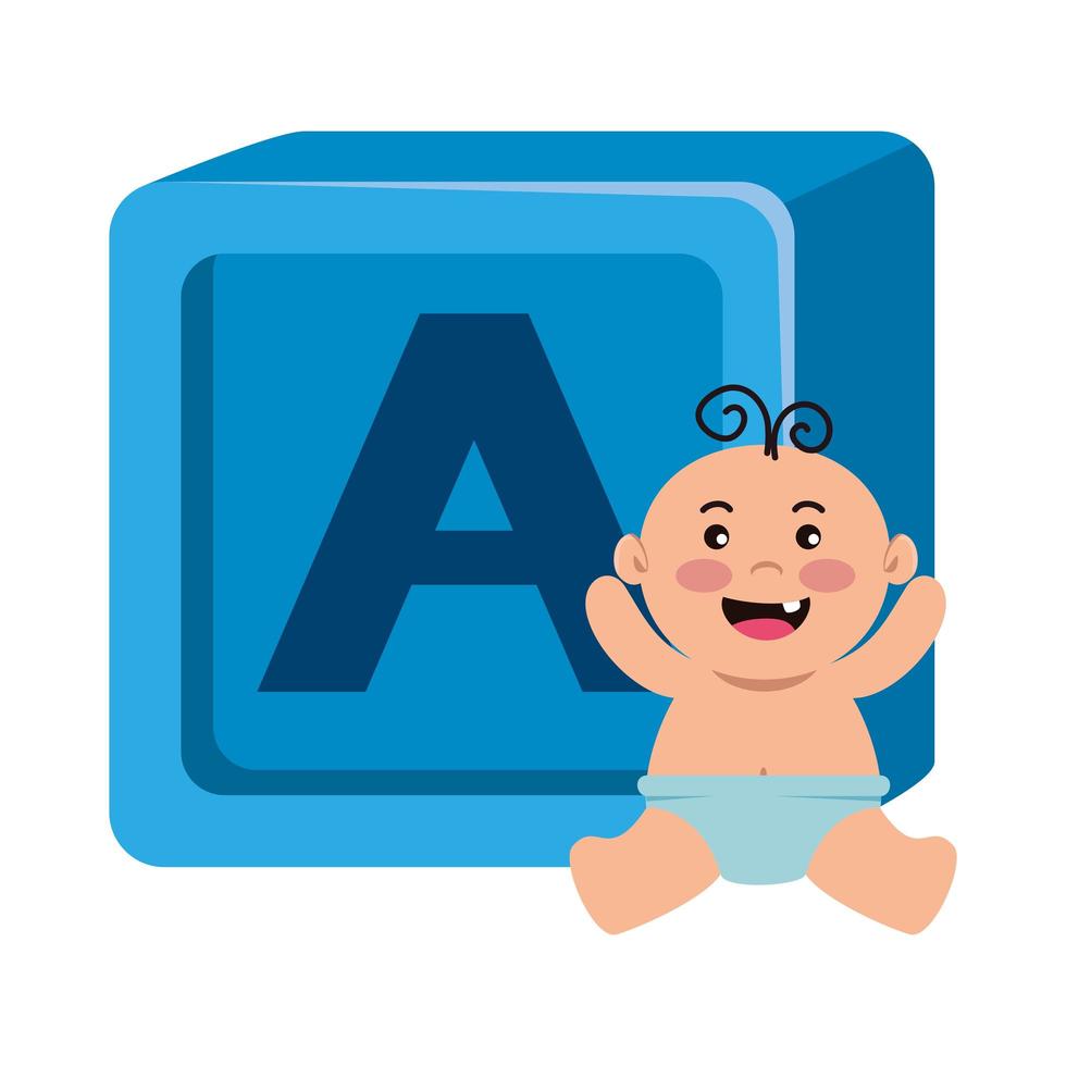 jouet bloc alphabet avec bébé garçon vecteur