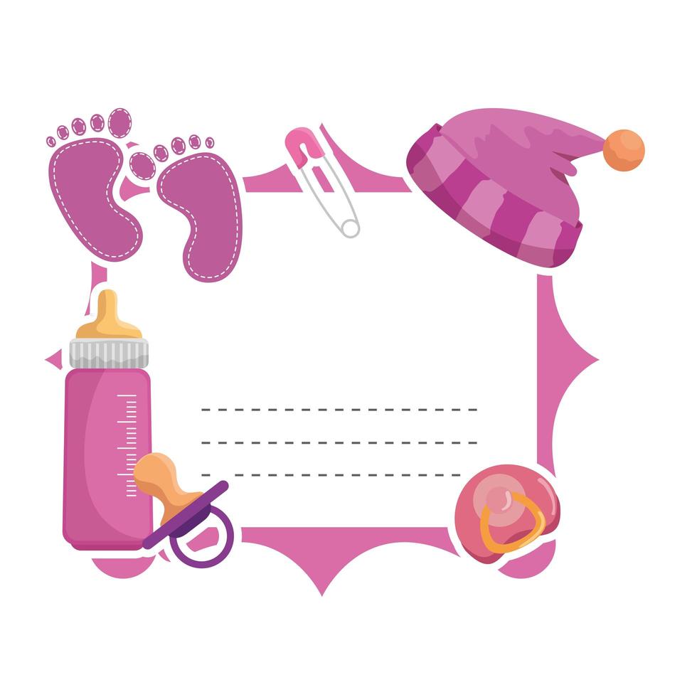 invitation de cadre de carte de douche de bébé vecteur