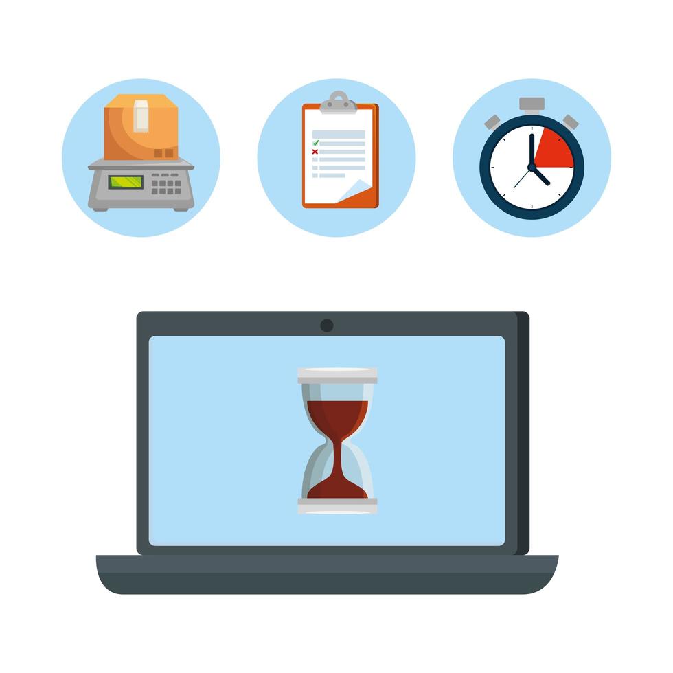 ordinateur portable avec application de service de livraison vecteur
