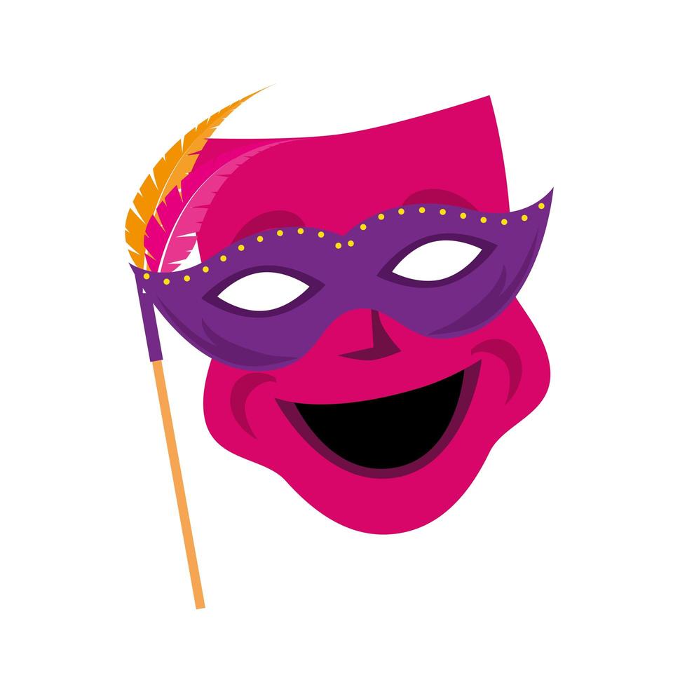 masque de mardi gras isolé avec dessin vectoriel de plumes