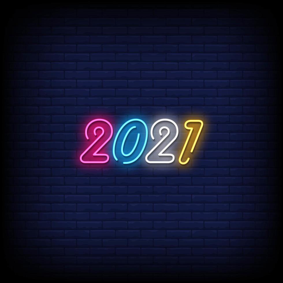 2021 vecteur de texte de style enseignes au néon