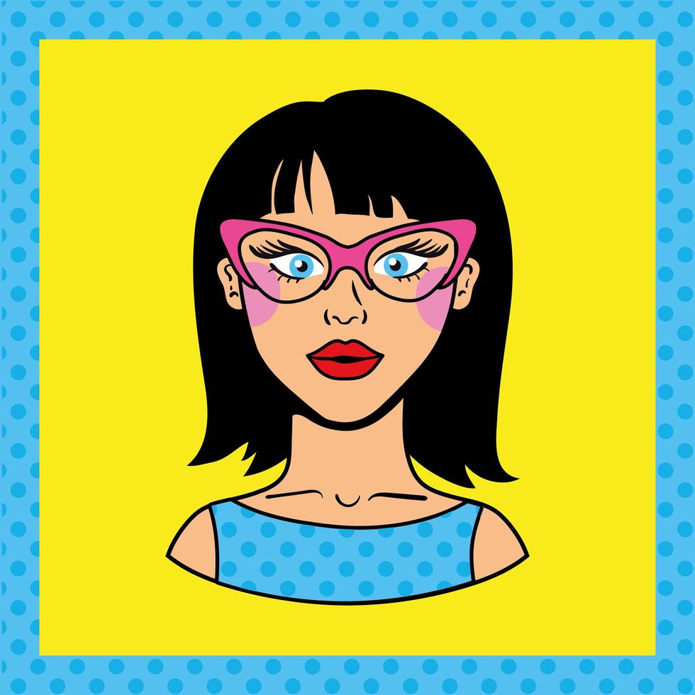 jeune femme portant des lunettes style pop art vecteur