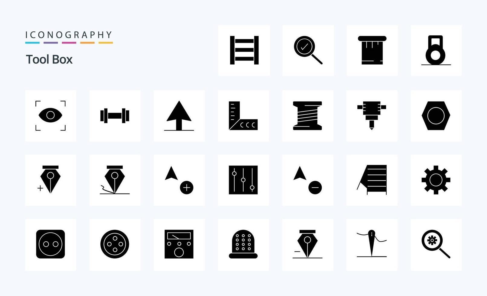 pack d'icônes de glyphe solide de 25 outils vecteur