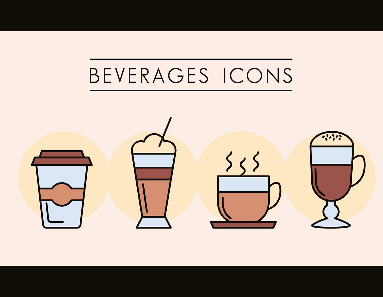 ensemble d & # 39; icônes de boissons au café vecteur
