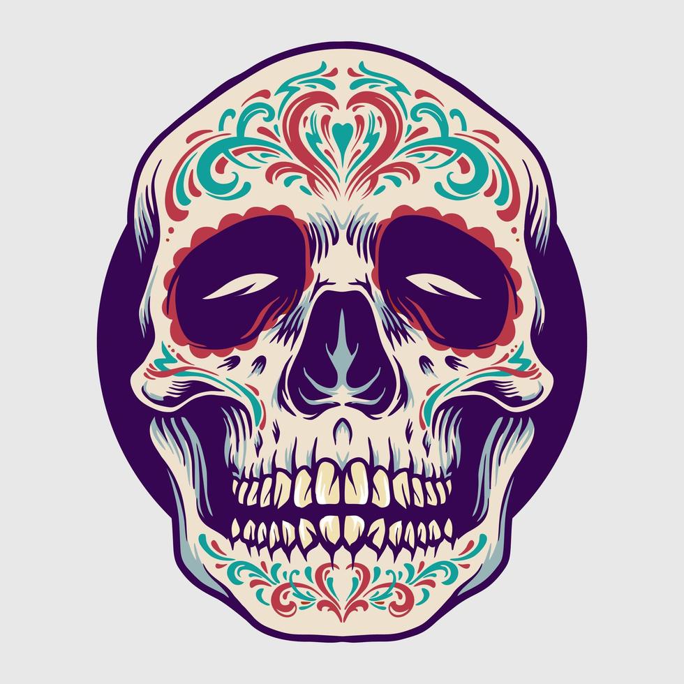 illustration de dia de los muertos crâne de sucre mexicain vecteur