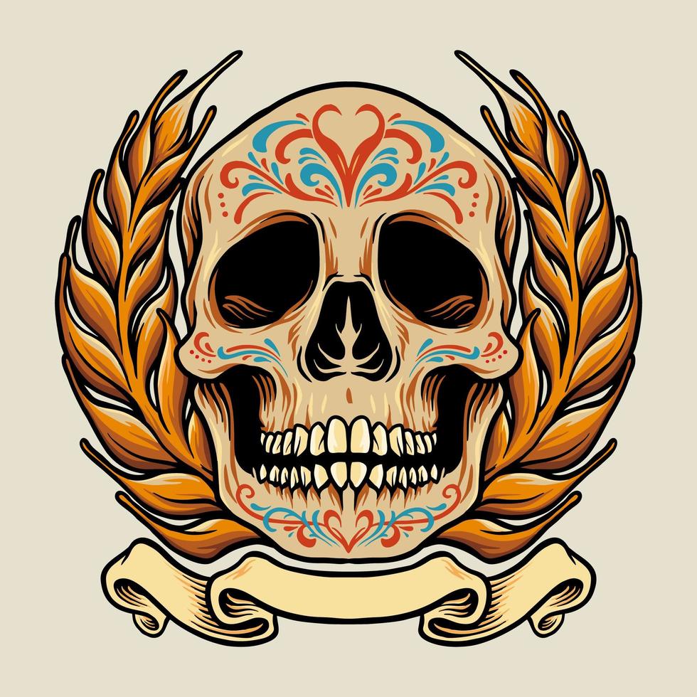 crâne mexicain avec illustration de bannière vecteur