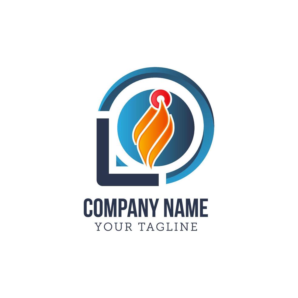 modèle de logo de flamme de feu icône vectorielle concept de logo de pétrole, de gaz et d'énergie vecteur