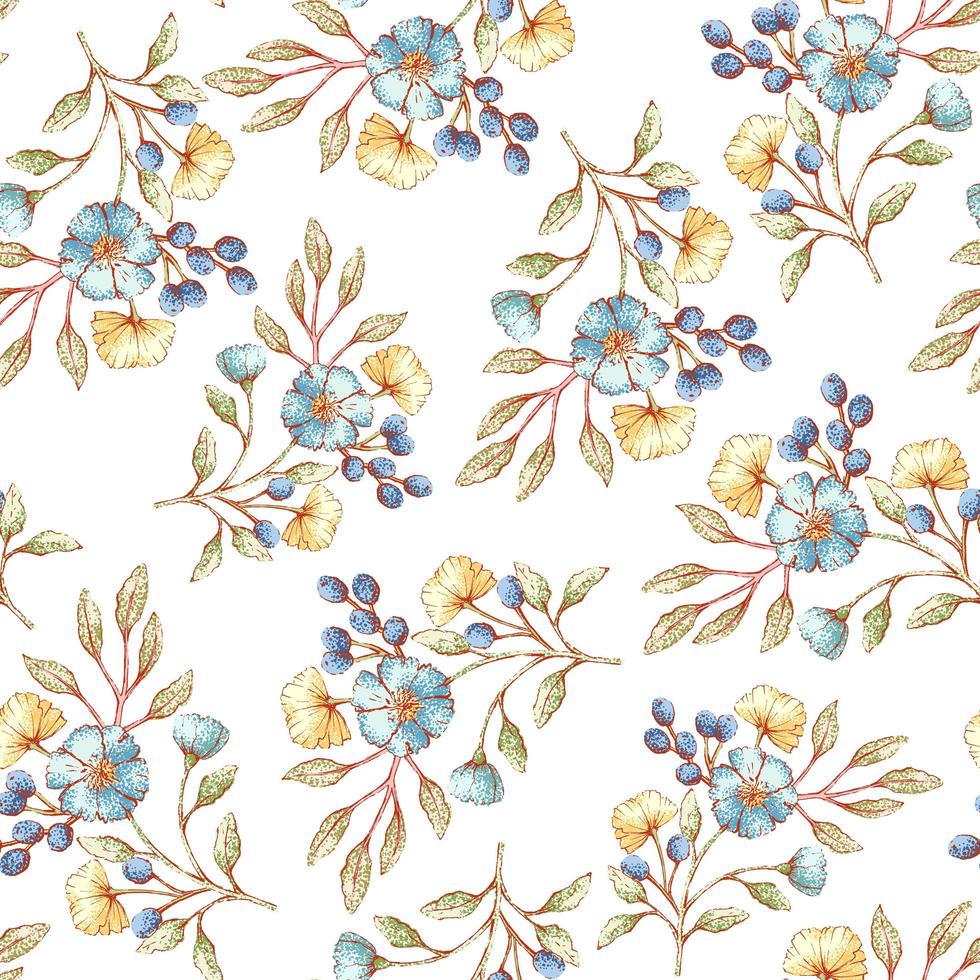 modèle sans couture floral de style aquarelle vecteur