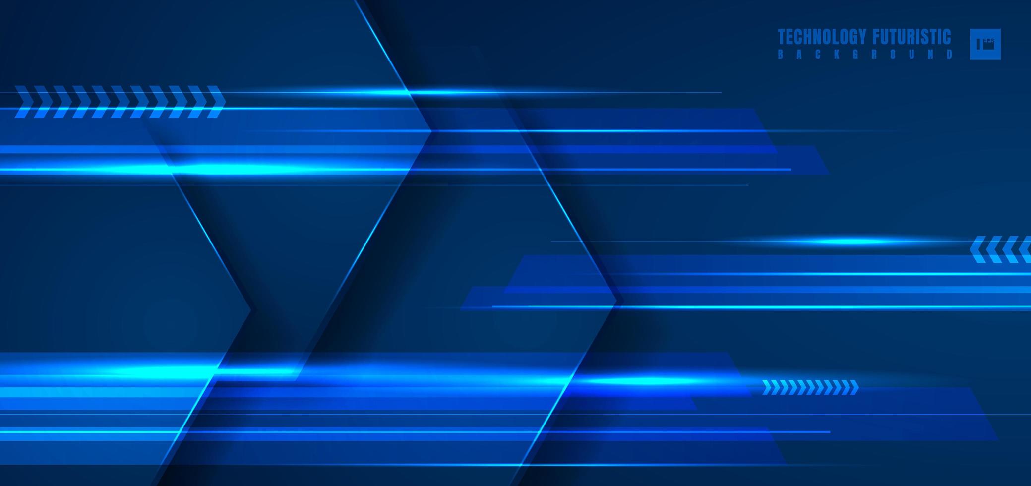 technologie abstraite concept futuriste hexagone géométrique bleu avec ligne de lumière horizontale sur fond bleu foncé. vecteur