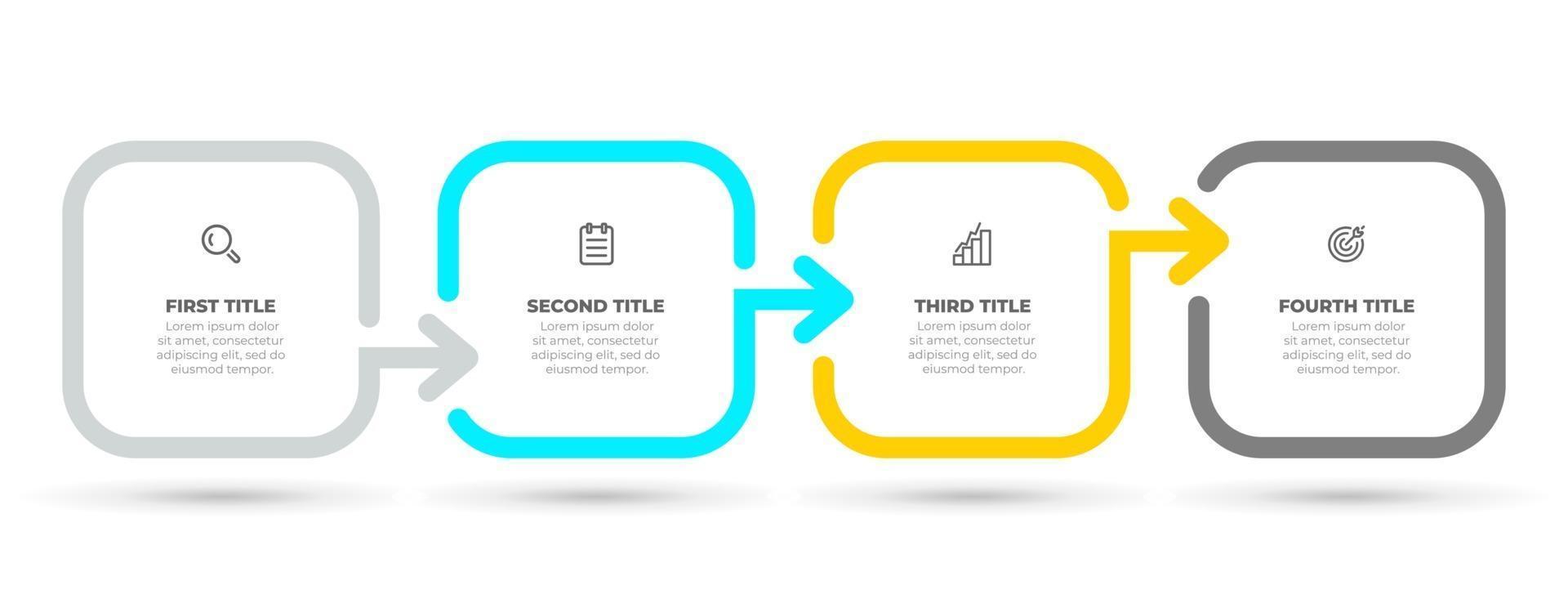 conception de modèle infographique simple avec des icônes de flèche et de marketing. concept d'entreprise avec 4 options ou étapes. illustration vectorielle. vecteur