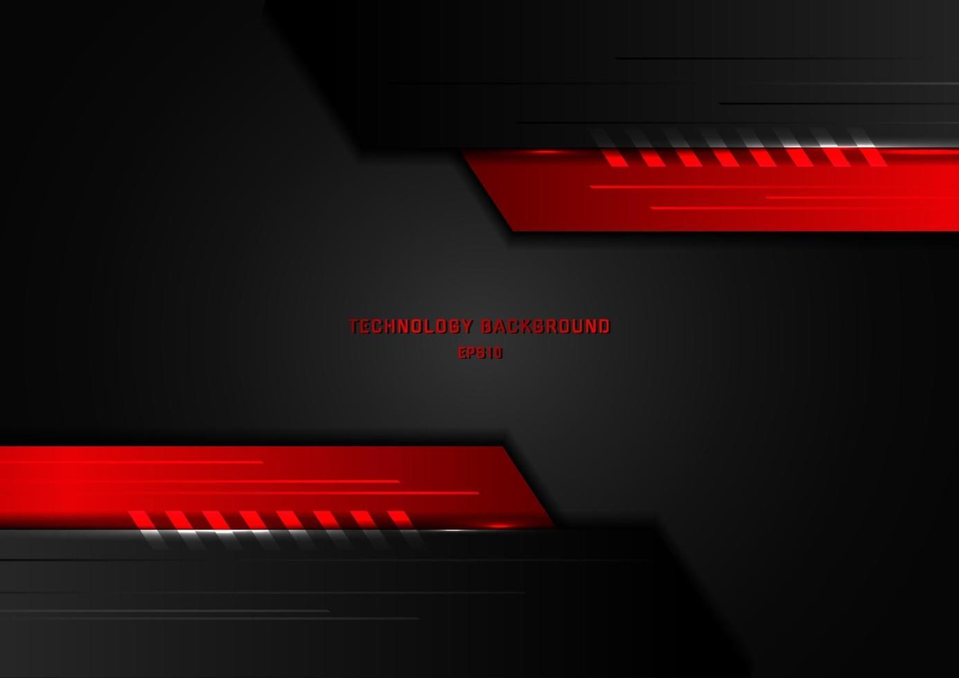 concept de technologie abstraite géométrique noir et rouge avec éclairage sur fond sombre. vecteur