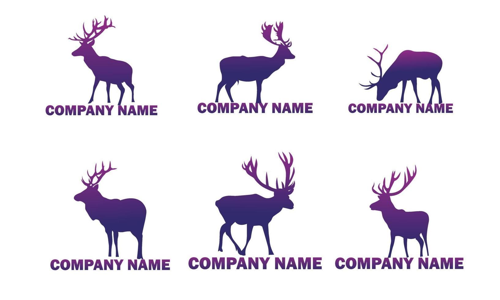 collection de logos d'animaux de cerfs en dégradés violets vecteur