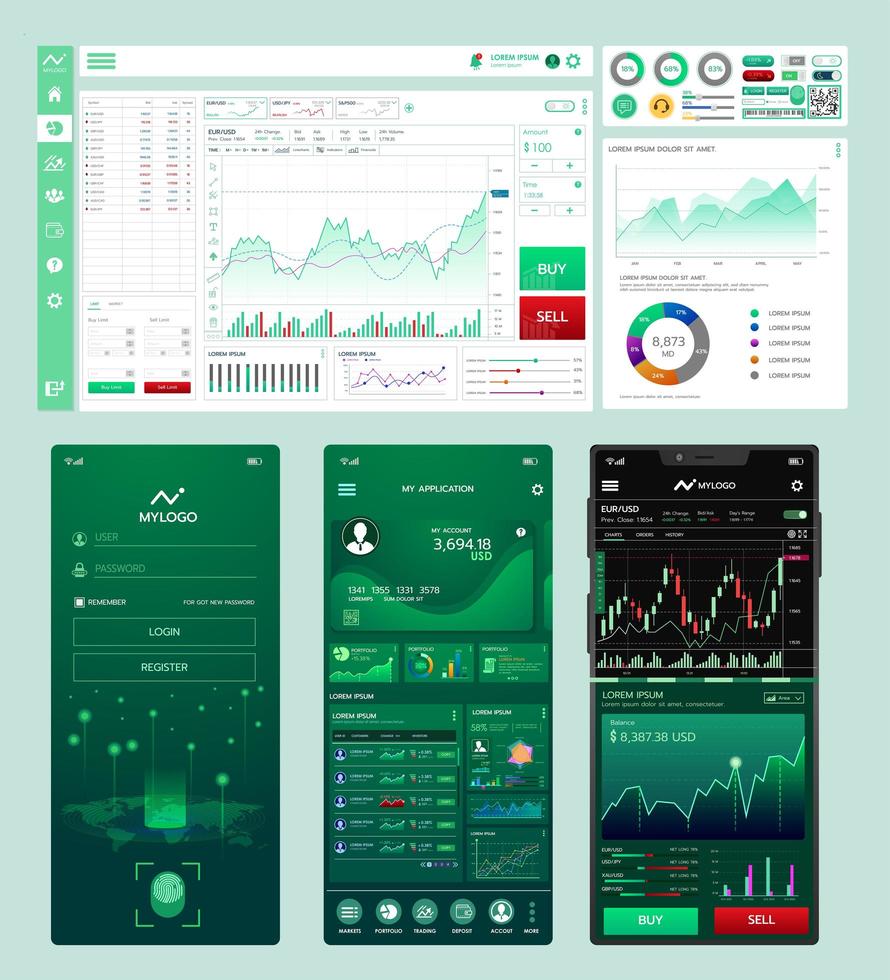 tableau de bord et modèle de jeu d'éléments mobiles vecteur