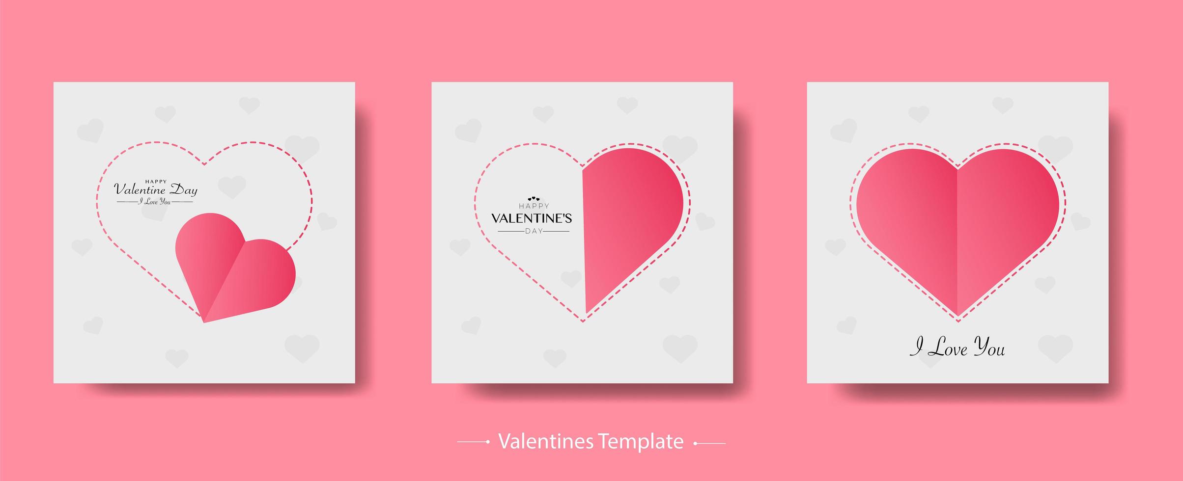 bundle de fond de style papier joyeux saint valentin vecteur