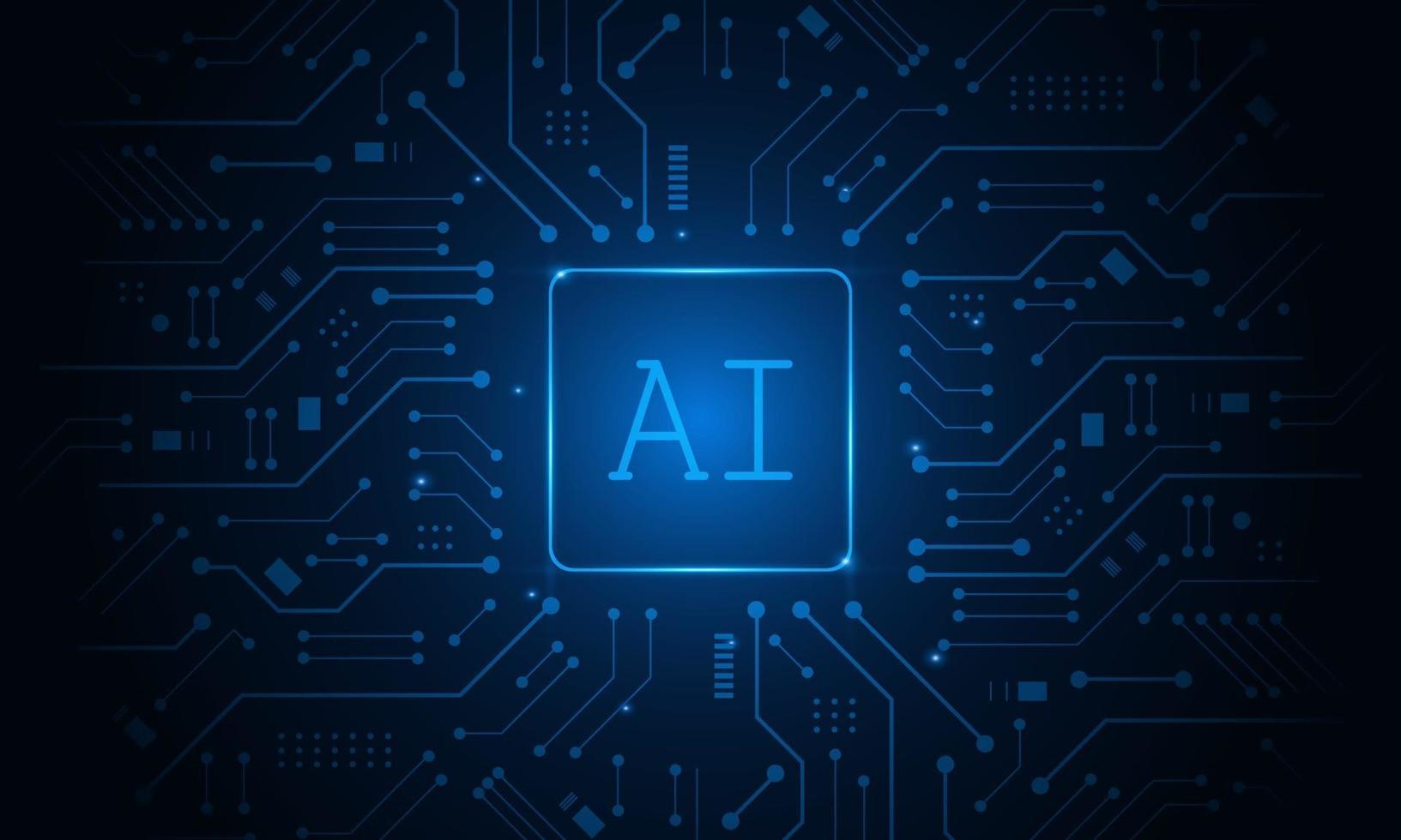 intelligence artificielle, chipset ai sur circuit imprimé, concept technologique futuriste vecteur