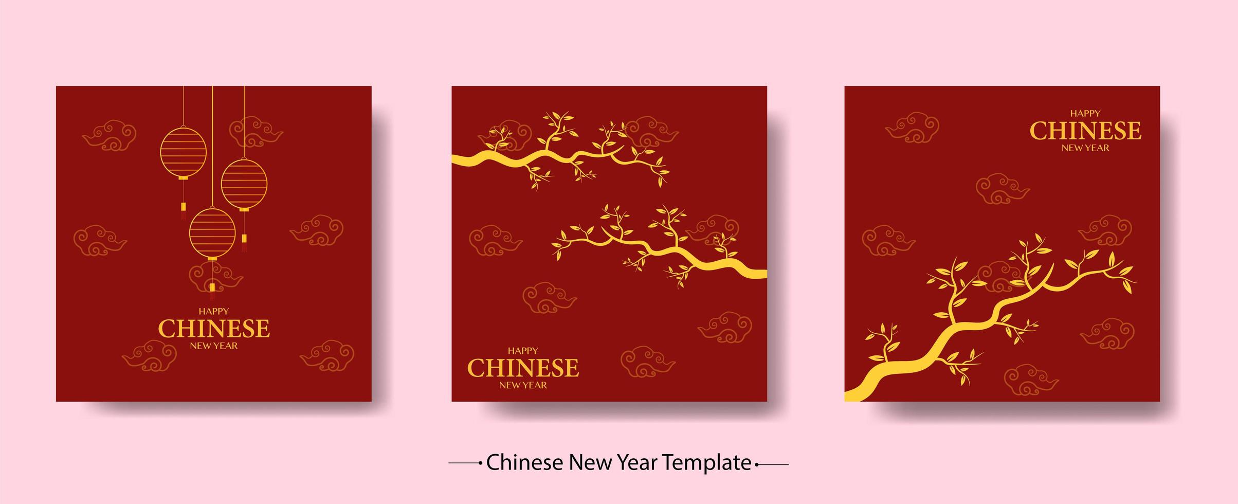 ensemble de modèles de joyeux nouvel an chinois vecteur