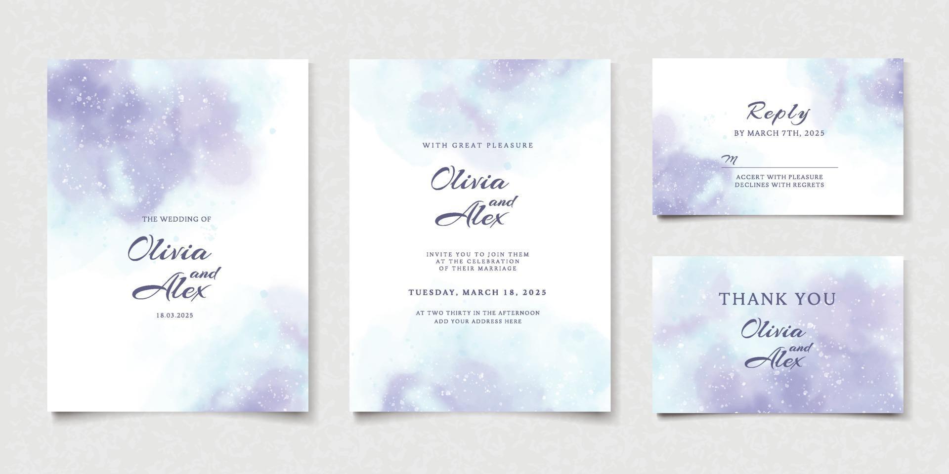 invitation de mariage aquarelle vecteur