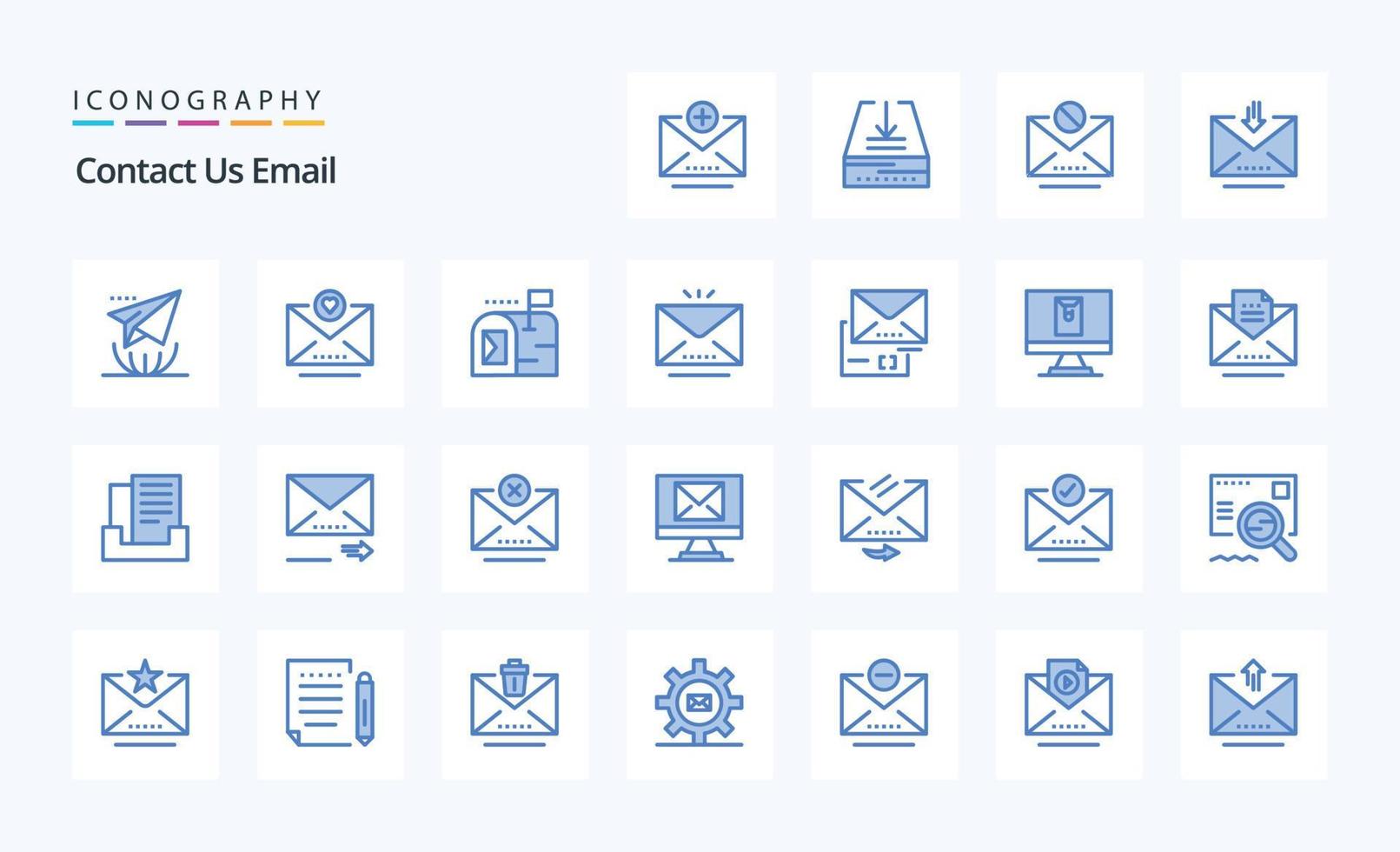 pack d'icônes bleues de 25 e-mails vecteur