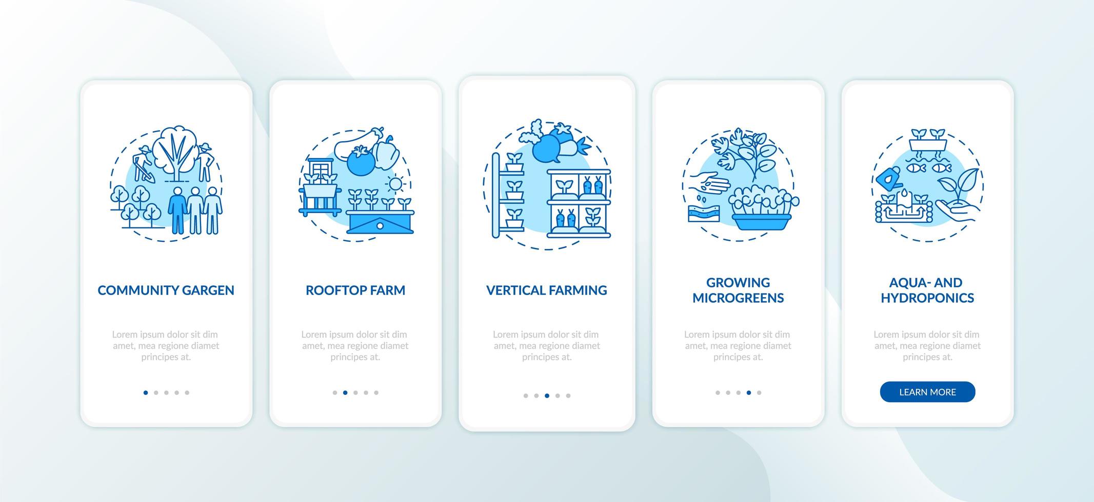 Écran de page de l'application mobile d'intégration de l'agriculture urbaine avec des concepts vecteur