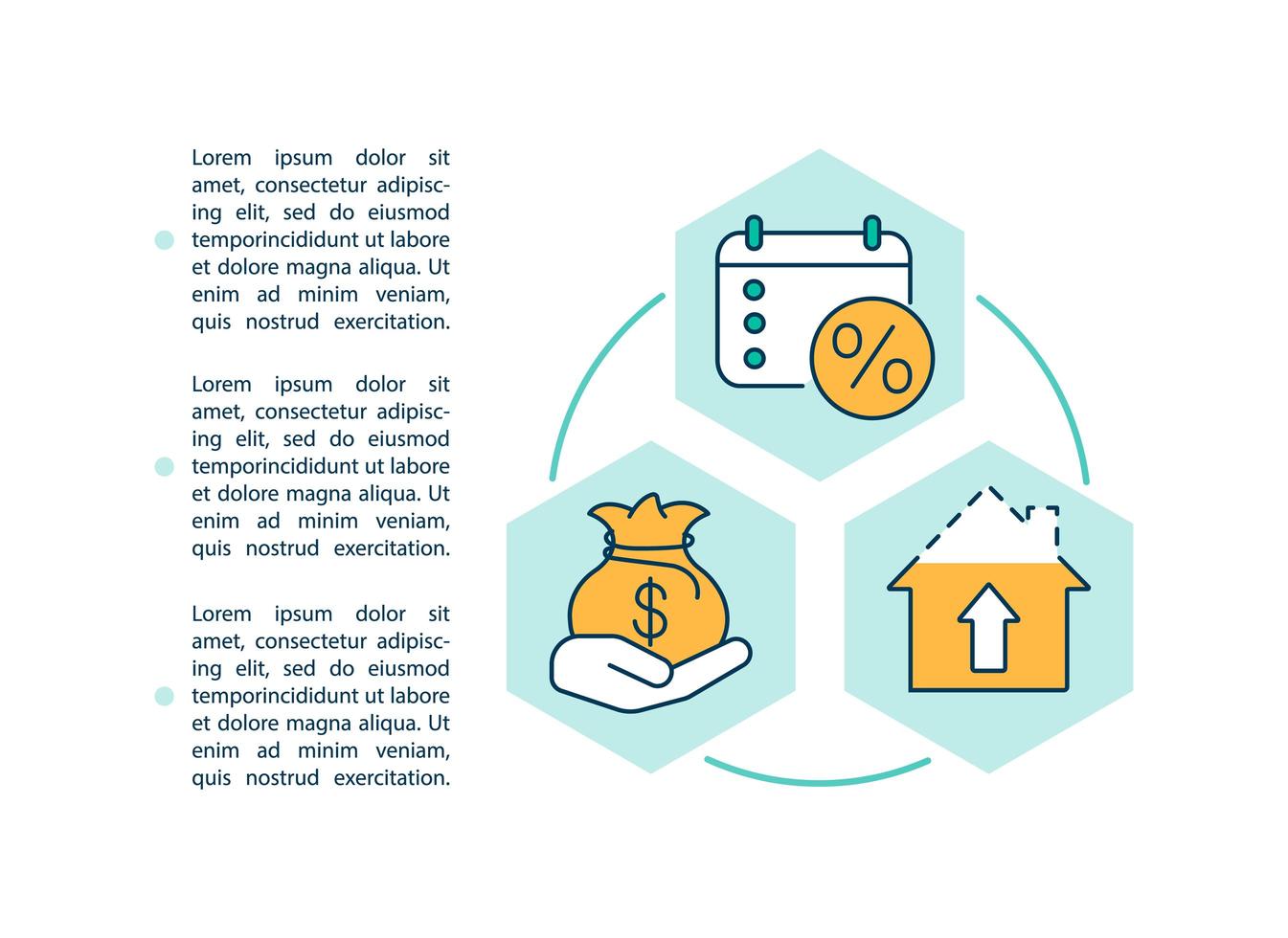 Icône de concept de prêt maison refinancement avec texte vecteur