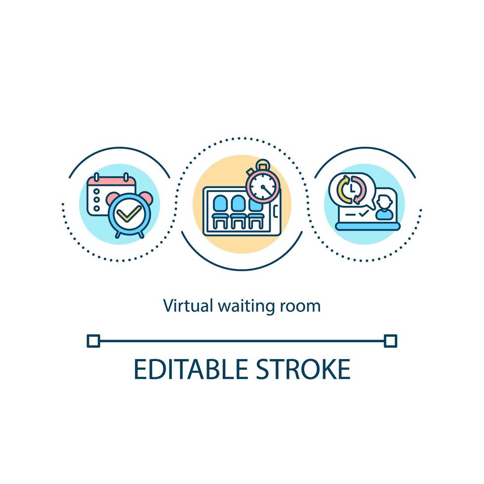 icône de concept de salle d'attente virtuelle vecteur