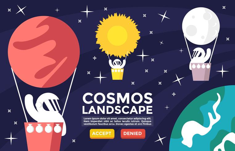 Cosmos Landscape Flat Illustration Vector