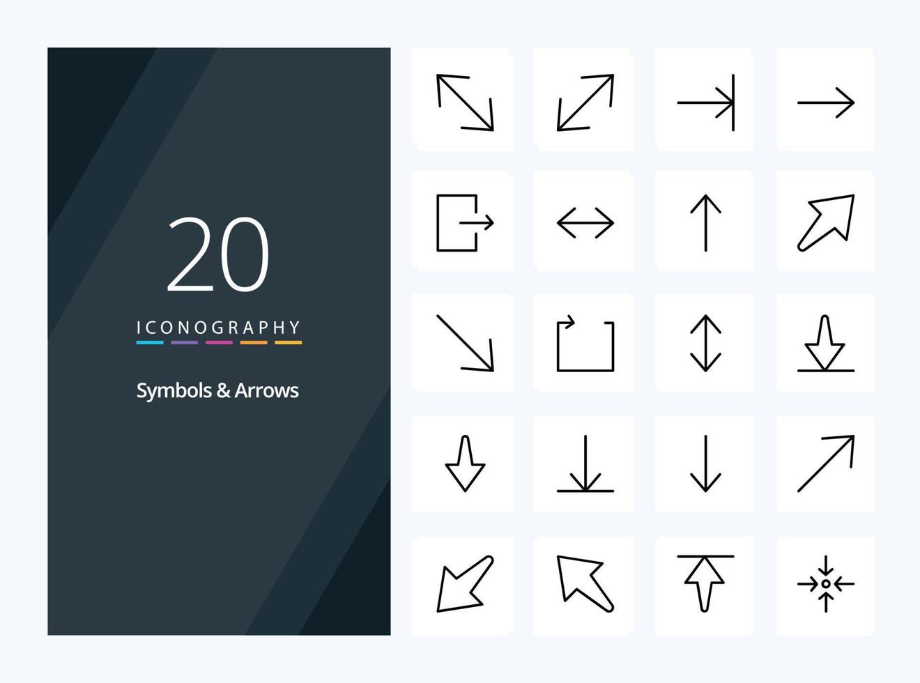 Icône de contour de flèches de 20 symboles pour la présentation vecteur