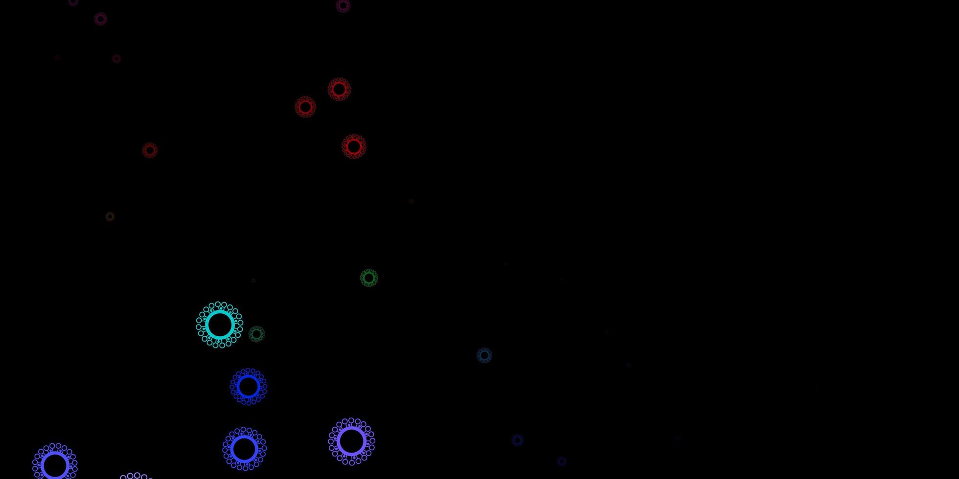 modèle vectoriel multicolore foncé avec des éléments de coronavirus.